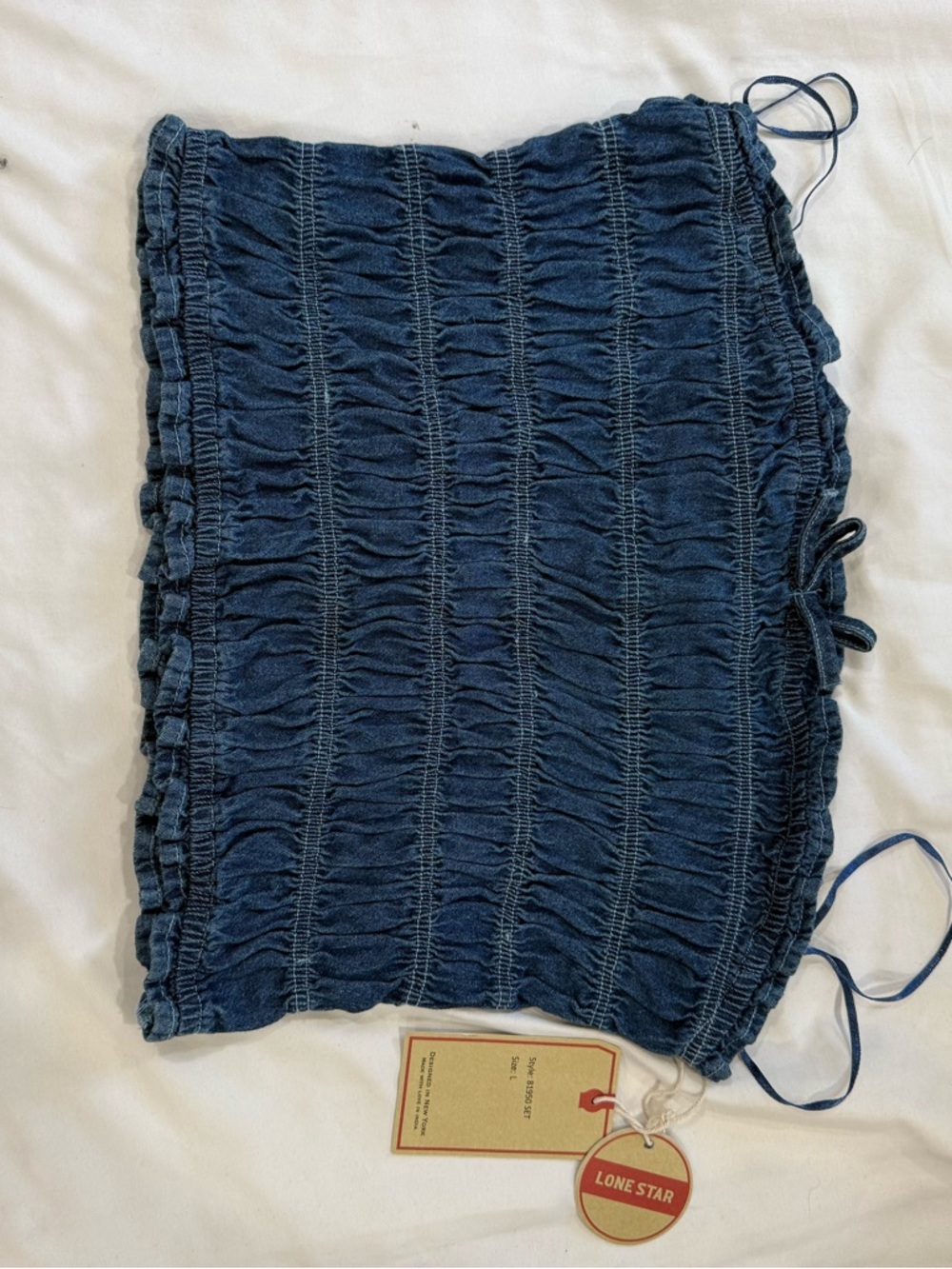 Lone Star Blue Smocked Tube Top